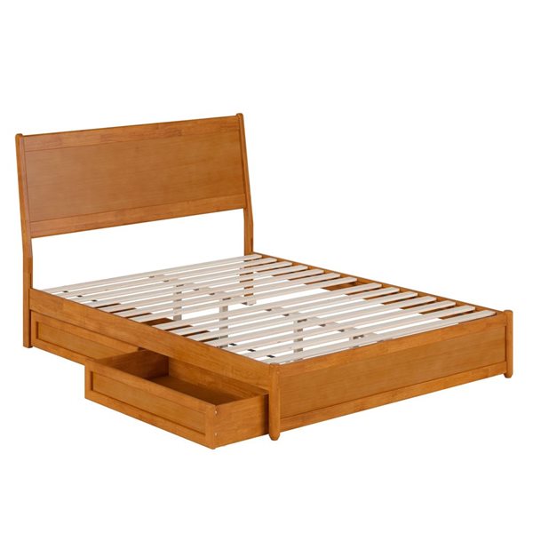 AFI Casanova Queen Platform Bed with Panel Footboard and Storage Drawers in Light Toffee