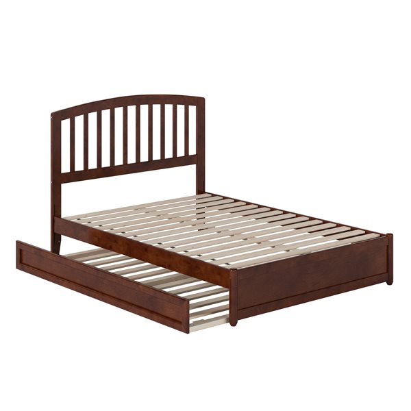 AFI Lucia Full Platform Bed with Panel Footboard and Twin Trundle in Walnut