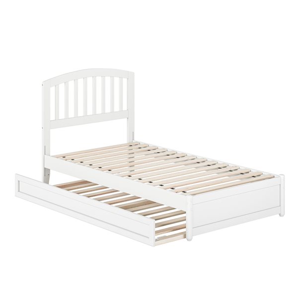 AFI Lucia Twin Platform Bed with Panel Footboard and Twin Trundle in White