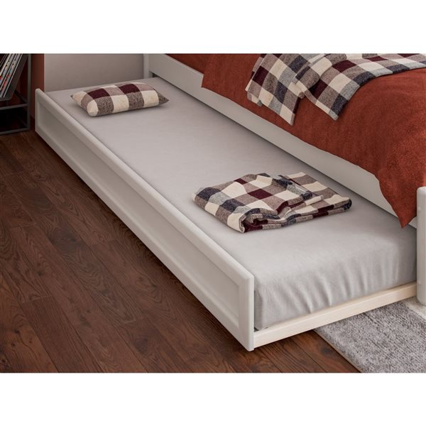 AFI Barcelona Full Panel Platform Bed with Twin Trundle in White