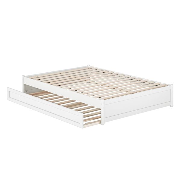 AFI Barcelona Full Panel Platform Bed with Twin Trundle in White