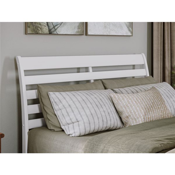 AFI Emelie Queen Platform Bed with Panel Footboard and Twin XL Trundle in White