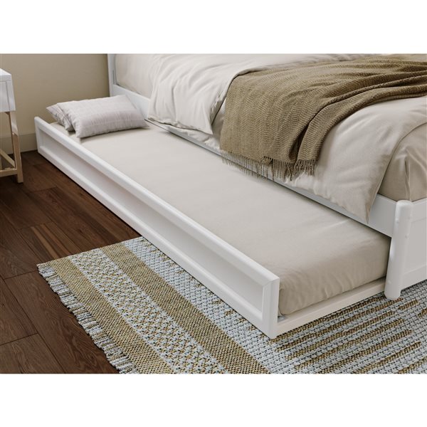 AFI Capri Queen Platform Bed with Panel Footboard and Twin XL Trundle in White