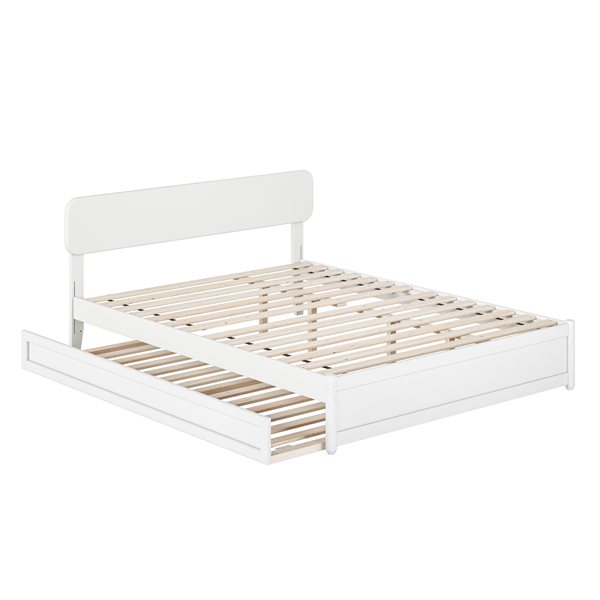 AFI Capri Queen Platform Bed with Panel Footboard and Twin XL Trundle in White