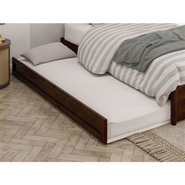 AFI Barcelona King Panel Platform Bed with Twin XL Trundle in Walnut