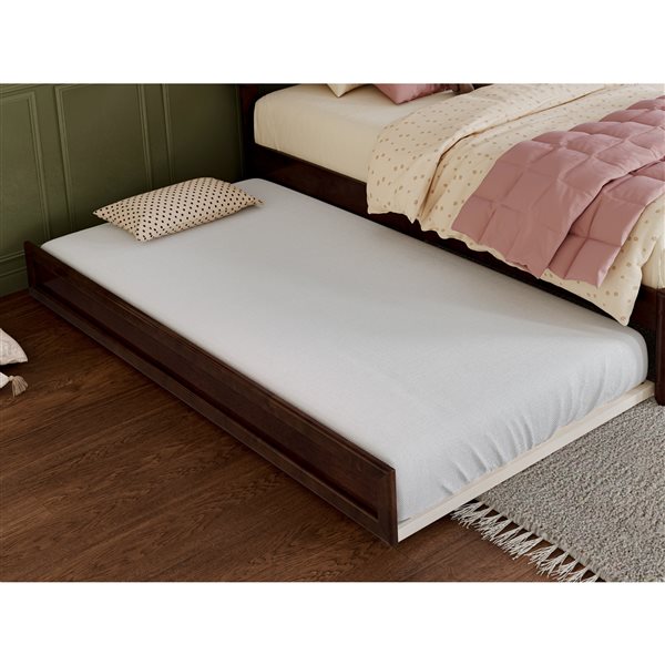 AFI Capri Twin Platform Bed with Panel Footboard and Twin Trundle in Walnut