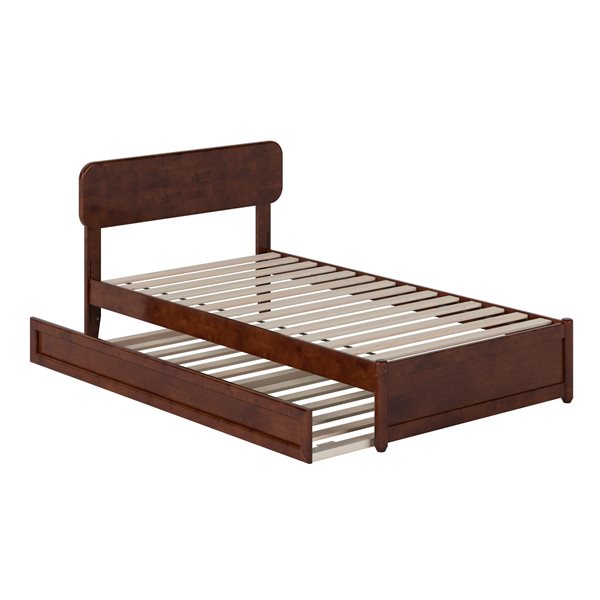 AFI Capri Twin Platform Bed with Panel Footboard and Twin Trundle in Walnut