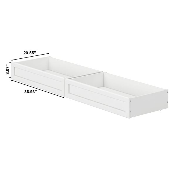 AFI Twin-Full Mid-Century Modern Under Bed Storage Drawers in White