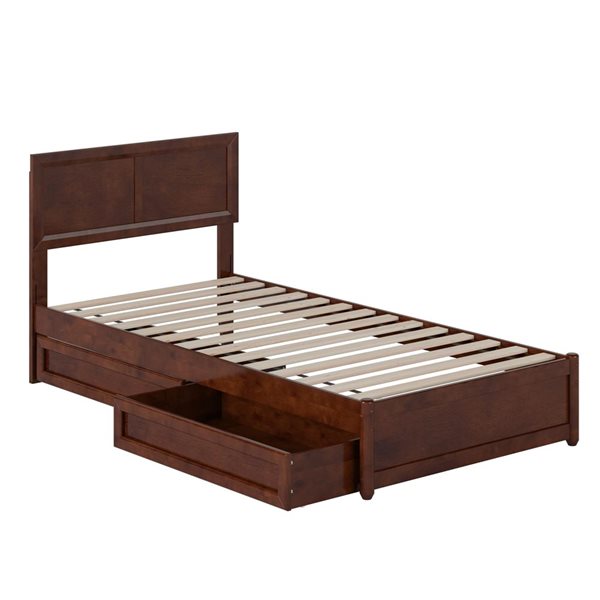 AFI Lylah Twin XL Platform Bed with Panel Footboard and Storage Drawers ...