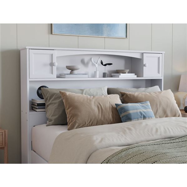 AFI Hadley Full Platform Bed with Panel Footboard and Twin Trundle in White