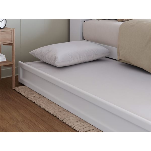 AFI Hadley Full Platform Bed with Panel Footboard and Twin Trundle in White