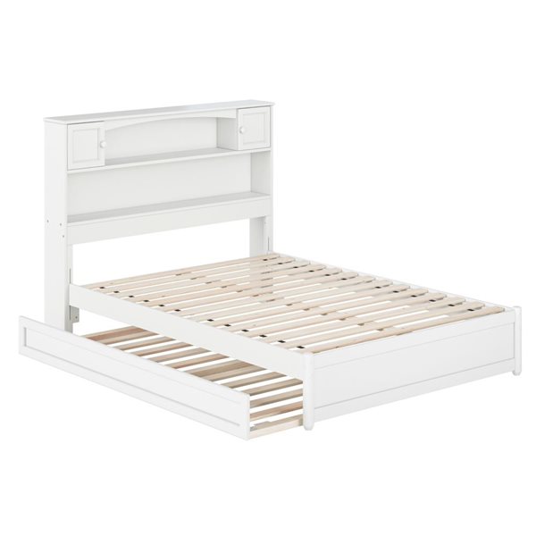 AFI Hadley Full Platform Bed with Panel Footboard and Twin Trundle in White