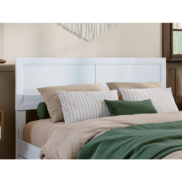 AFI Lylah Full Platform Bed with Panel Footboard and Twin Trundle in White