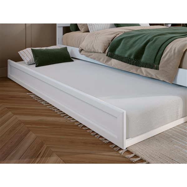 AFI Lylah Full Platform Bed with Panel Footboard and Twin Trundle in White