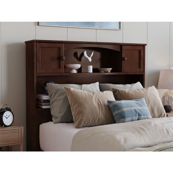 AFI Hadley Twin XL Platform Bed with Panel Footboard and Twin XL Trundle in Walnut