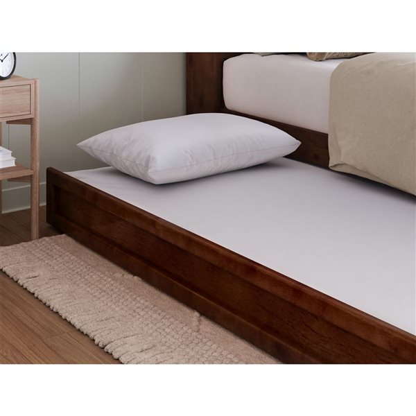 AFI Hadley Twin XL Platform Bed with Panel Footboard and Twin XL Trundle in Walnut