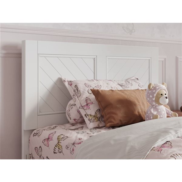 AFI Clayton Twin Platform Bed with Panel Footboard and Twin Trundle in White