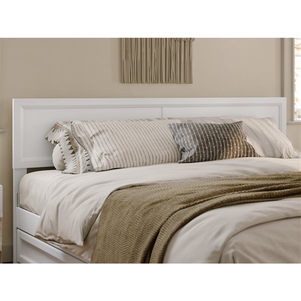 AFI Lylah King Platform Bed with Panel Footboard and Storage Drawers in White