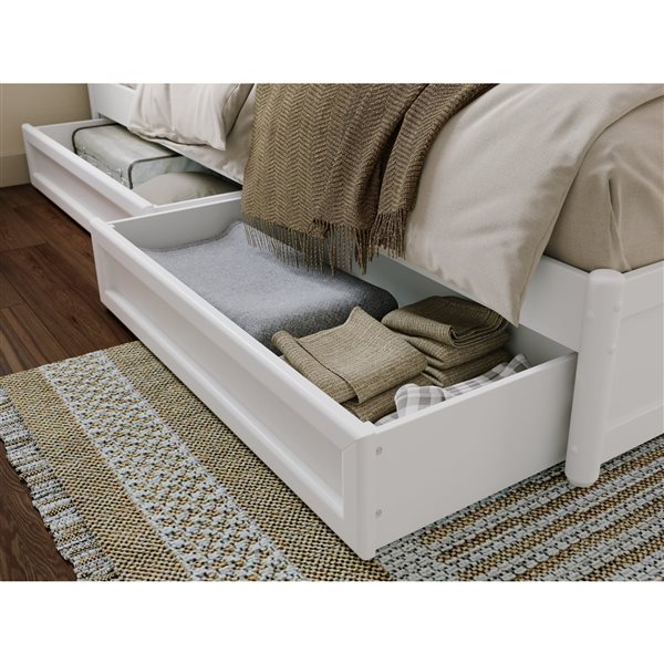 AFI Lylah King Platform Bed with Panel Footboard and Storage Drawers in White