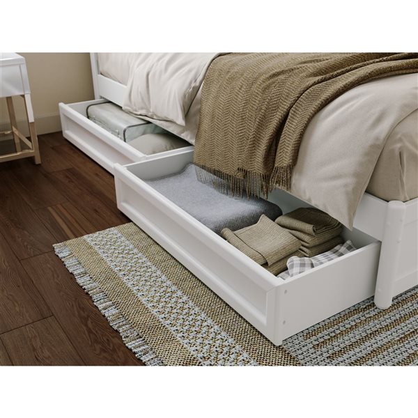 AFI Casanova King Platform Bed with Panel Footboard and Storage Drawers in White