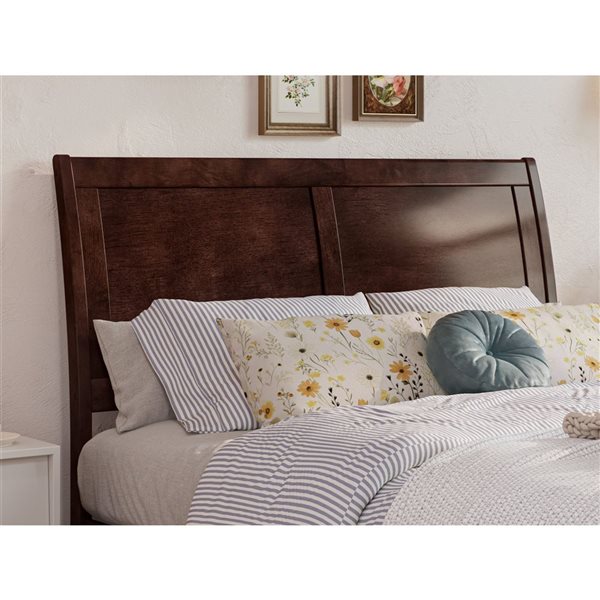 AFI Andorra Full Platform Bed with Panel Footboard and Twin Trundle in Walnut