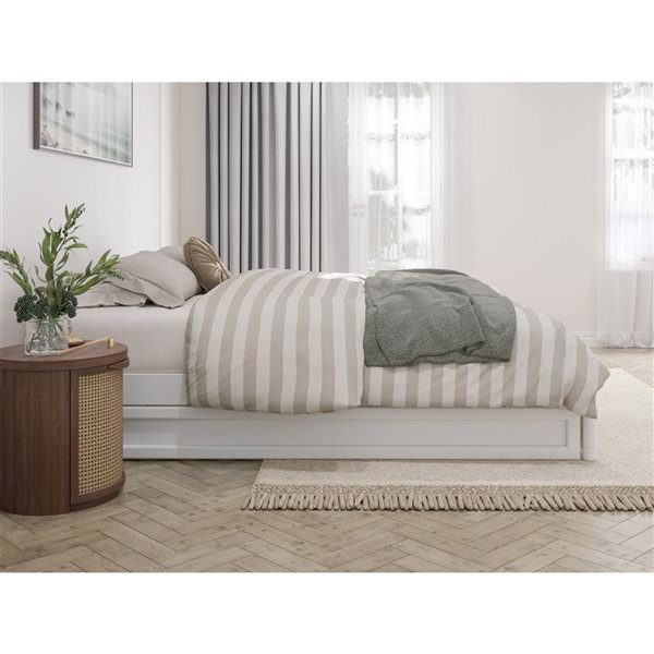 AFI Barcelona Queen Panel Platform Bed with Twin XL Trundle in White