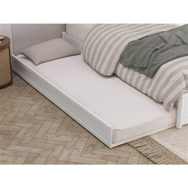 AFI Barcelona Queen Panel Platform Bed with Twin XL Trundle in White