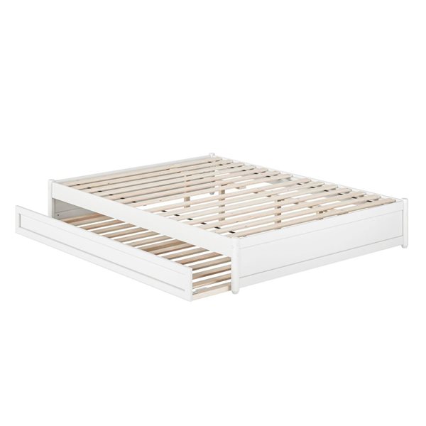 AFI Barcelona Queen Panel Platform Bed with Twin XL Trundle in White