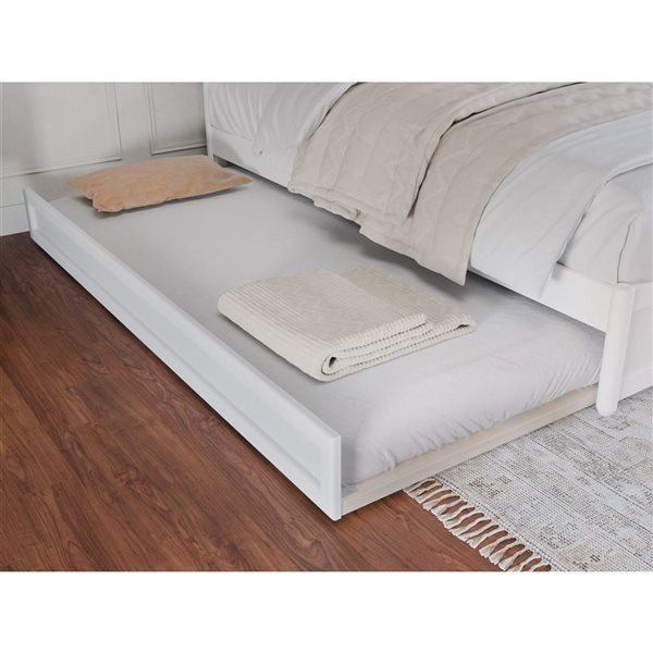 AFI Felicity King Platform Bed with Panel Footboard and Twin XL Trundle in White