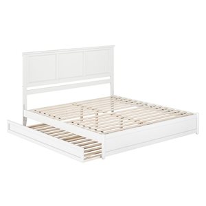 AFI Felicity King Platform Bed with Panel Footboard and Twin XL Trundle in White