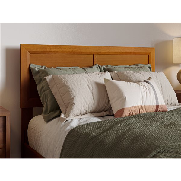 AFI Lylah Twin XL Platform Bed with Panel Footboard and Storage Drawers in Light Toffee