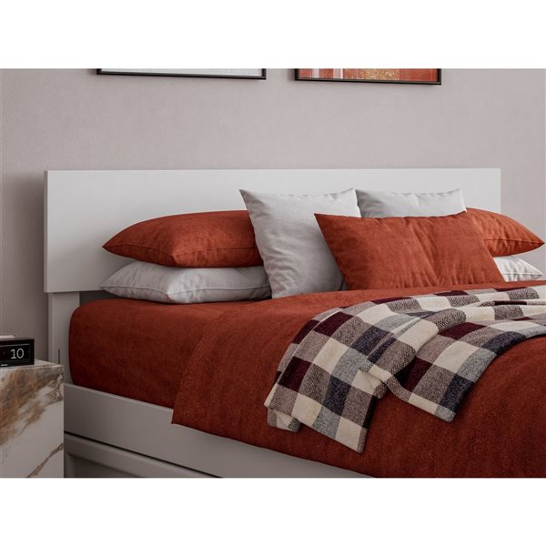 AFI Wesley Full Platform Bed with Panel Footboard and Twin Trundle in White