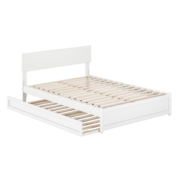 AFI Wesley Full Platform Bed with Panel Footboard and Twin Trundle in White