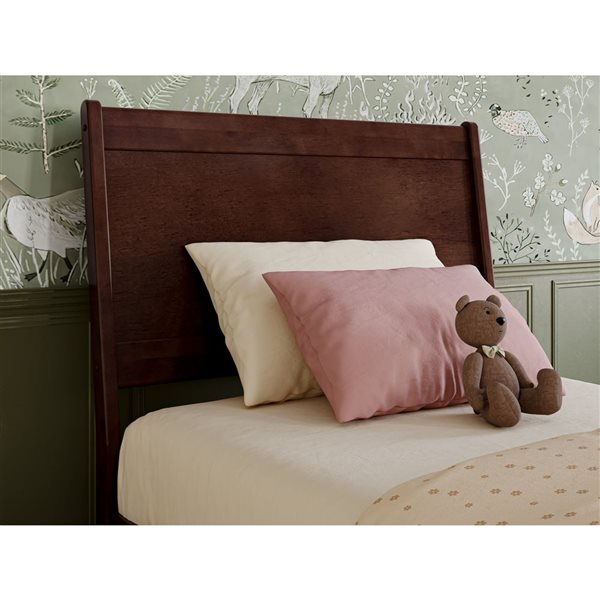 AFI Casanova Twin Platform Bed with Panel Footboard and Twin Trundle in Walnut