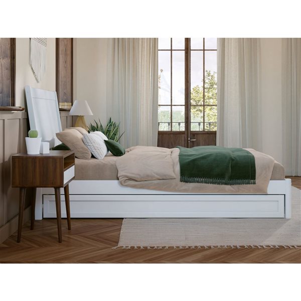 AFI Casanova Twin XL Platform Bed with Panel Footboard and Twin XL Trundle in White