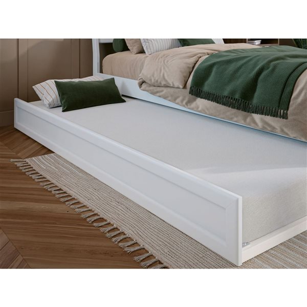 AFI Casanova Twin XL Platform Bed with Panel Footboard and Twin XL Trundle in White