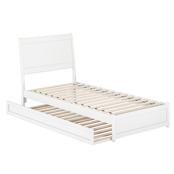 AFI Casanova Twin XL Platform Bed with Panel Footboard and Twin XL Trundle in White