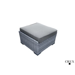 CIEUX Cannes Grey Outdoor Patio Wicker Ottoman with Grey Sunbrella Cushions