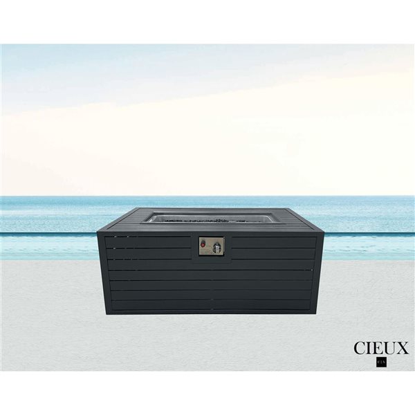 CIEUX Annency Outdoor Patio Black Aluminum Firepit Coffee Table