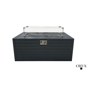 CIEUX Annency Outdoor Patio Black Aluminum Firepit Coffee Table