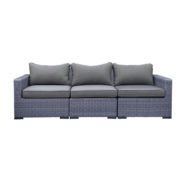 CIEUX Cannes Outdoor Patio Grey Wicker Modular Sofa with Sunbrella Cushions