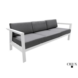 CIEUX Corsica Outdoor Patio White Aluminum Sofa Conversation Set with Sunbrella Cushions