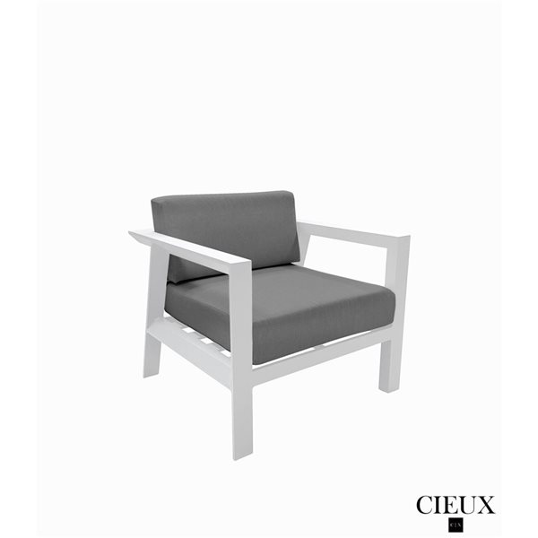 CIEUX Corsica Outdoor Patio White Aluminum Sofa Conversation Set with Sunbrella Cushions