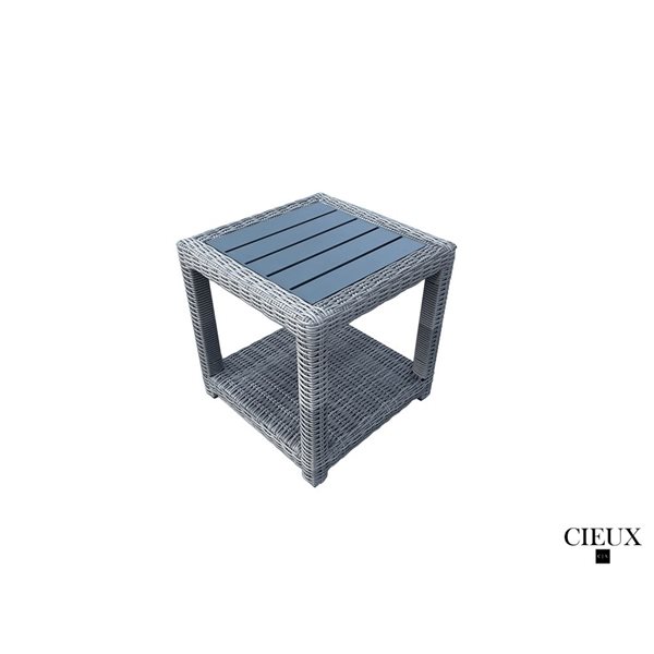 CIEUX Cannes Outdoor Patio Grey Wicker Square End Table