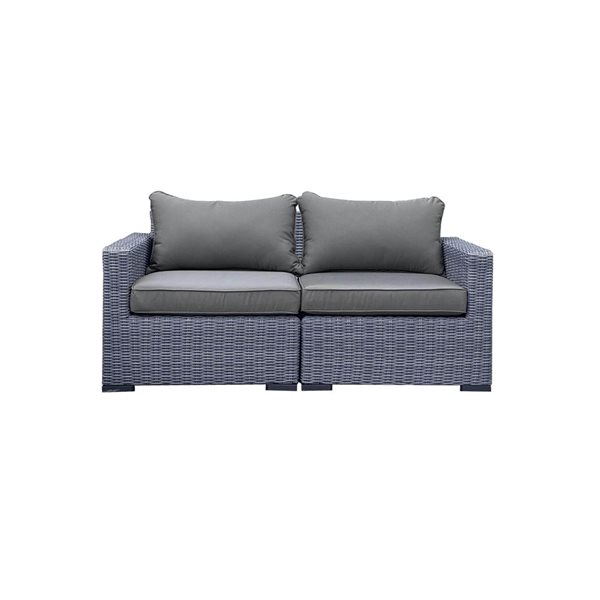 CIEUX Cannes Outdoor Patio Grey Wicker Modular Loveseat with Sunbrella Cushions