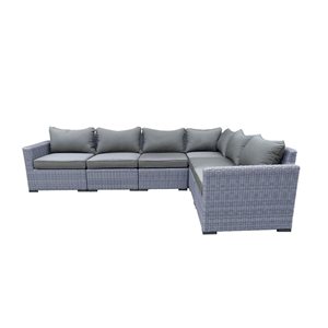 CIEUX Cannes Outdoor Patio Grey Wicker Modular L-Shaped Sectional Sofa with Sunbrella Cushions