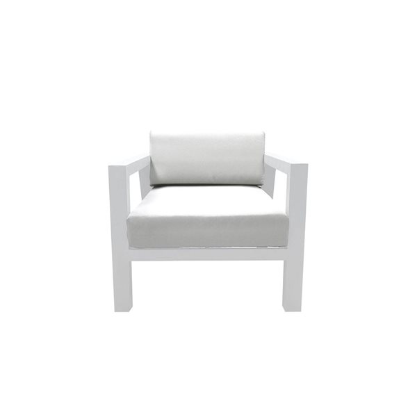 CIEUX Corsica Outdoor Patio White Aluminum Metal Club Chair with Sunbrella Cushions