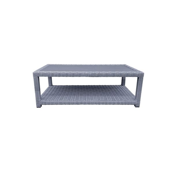 CIEUX Cannes Outdoor Patio Grey Wicker Rectangular Coffee Table