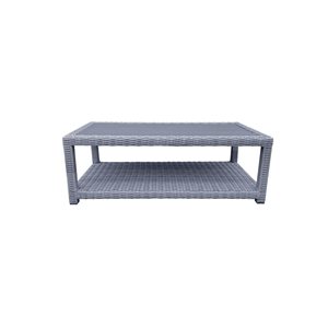 CIEUX Cannes Outdoor Patio Grey Wicker Rectangular Coffee Table