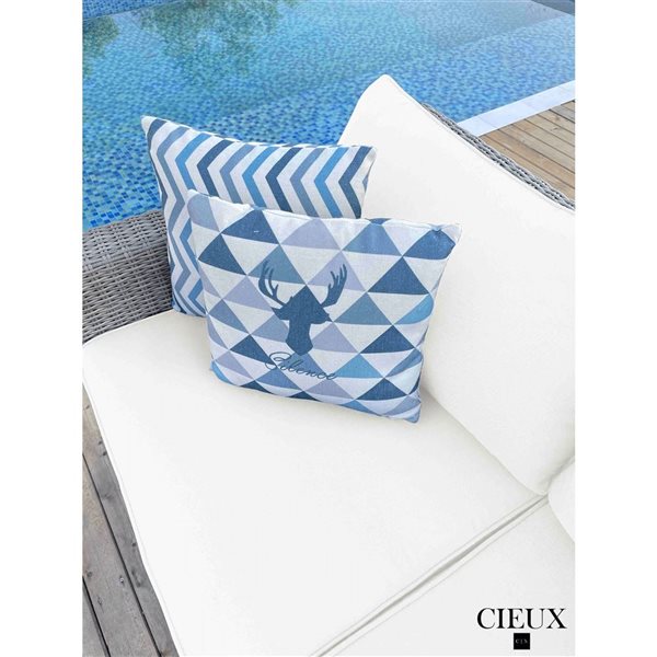 CIEUX Cannes Outdoor Patio Grey Wicker Modular Corner Sectional Sofa with Off-White Sunbrella Cushions